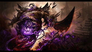 Demonic creature purple black hair - a huge head free wallpaper