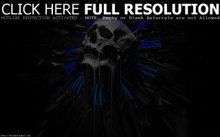 Skull black background blue lines - deconstructivism free wallpaper