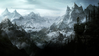 Man mountain valley view landscape - matte painting free wallpaper for desktop