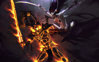 Demonic demon sword fire back - demonic free wallpaper