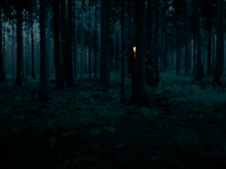 Dark forest person flashlight light - blender and photoshop free wallpaper