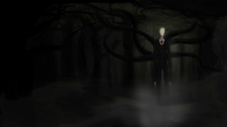 Man suit tie dark forest - fog and trees free wallpaper