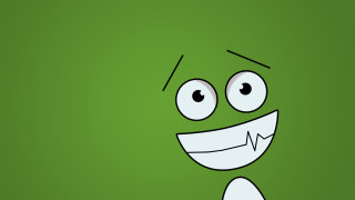 Green cartoon face heartbeat eyes - a green background free wallpaper