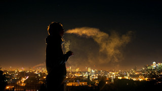 Person hill city night lights 2 - neoism free wallpaper
