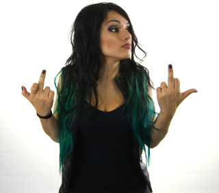 Woman green hair peace sign - the air free wallpaper