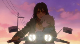 Woman child motorcycle sunset sky - the sky in the background free wallpaper