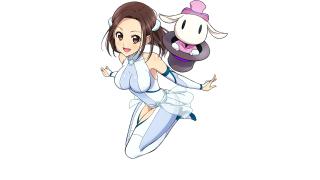 Woman white dress flying cow - a cow free wallpaper