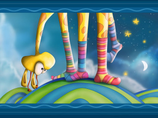 Person hat socks hill sky - a painting of a person free wallpaper