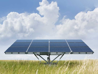 Solar panel field cloudy sky - solarpunk free wallpaper
