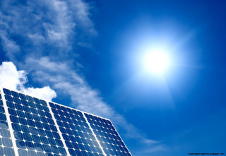 Solar panel sun shining clouds - solarpunk free wallpaper