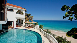 Large swimming pool beach ocean - a balcony free wallpaper