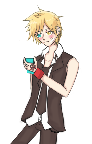 Blonde hair tie coffee cell - half body free wallpaper