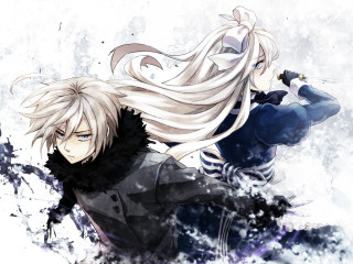 Anime couple long hair white - a manga drawing free wallpaper for desktop