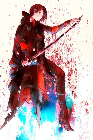 Man sword paint splash ground - anime art free wallpaper
