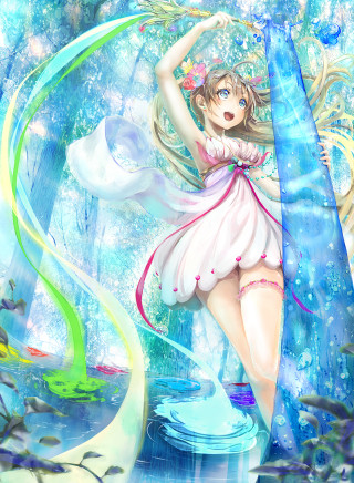 Girl water dress bubble ocean - fantasy art free wallpaper