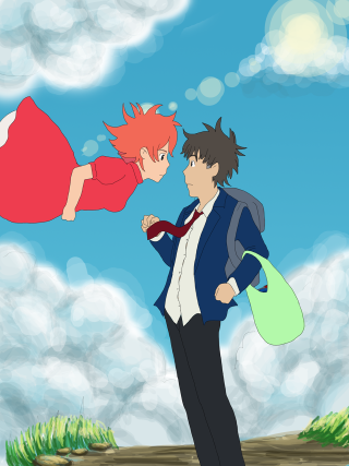 Man woman grass sky background - a man and a woman free wallpaper
