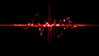 Red sound wave black background 2 - a red light in the middle of it free wallpaper