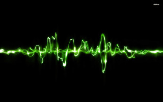 Green wave sound black background 2 - left free wallpaper