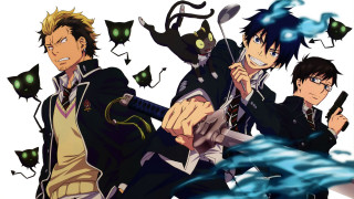 Anime characters guns pointing air - poster art free wallpaper