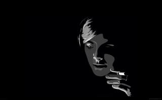 Man smoking cigarette dark night - his mouth and a cigarette free wallpaper