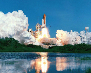 Rocket launch smoke steam sky 2 - back free wallpaper