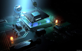 Robot circuit board light shining - technology free wallpaper