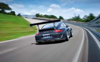 Car driving road sign back - roof free wallpaper