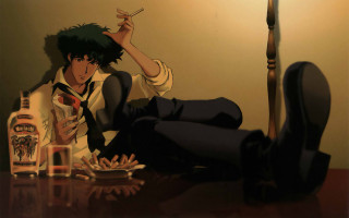 Man sitting floor cigarette alcohol - his other hand free wallpaper