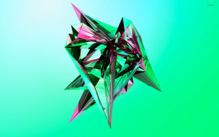 Flying green pink object blue - a blue sky background behind free wallpaper