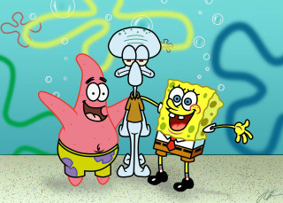 Spongebob patrick underwater bubble art - swirl free wallpaper
