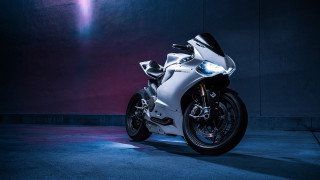 White motorcycle dark room purple 3 - path free wallpaper