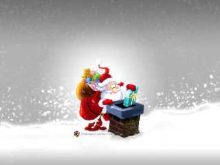 Santa chimney presents snow aurora - a santa clause free wallpaper