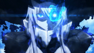 Anime character blue eyes white 2 - a cloudy background free wallpaper