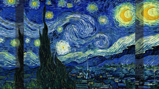 Starry night city sky painting - postimpressionism free wallpaper