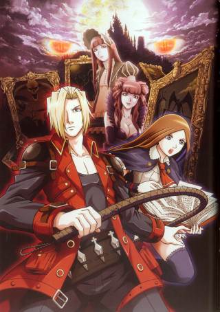Anime characters group castle background - a castle in the background free wallpaper