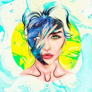 Blue hair yellow circle androidjones - neofauvism free wallpaper