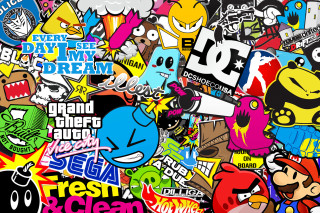 Large amount of stickers in - this image free wallpaper