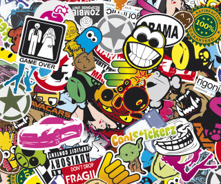 Colorful sticker pile variety wall - sticker free wallpaper