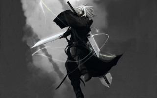 Man sword suit horse sky - smoke behind free wallpaper