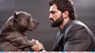 Man holding dog lap serious - his lap free wallpaper