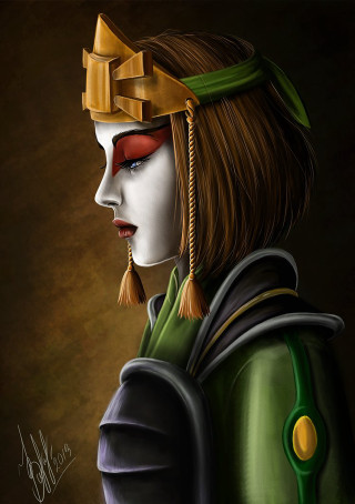 Woman helmet green dress gold - a painting of a woman free wallpaper
