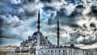 Large building blue dome towers - art noveau free wallpaper