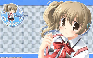 Anime girl ponytail bow blue - wall free wallpaper