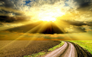 Dirt road sun clouds grass - a dirt road free wallpaper