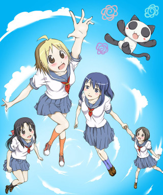 Anime girls panda flying sky - the air free wallpaper