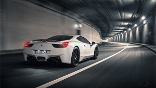 White sports car tunnel night 5 - its light free wallpaper