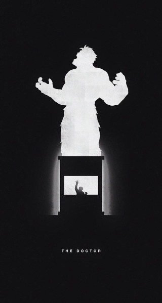 Giant man chair light doorway - free sci-fi wallpaper