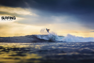 Surfer riding wave ocean sunset 2 - sunset free wallpaper