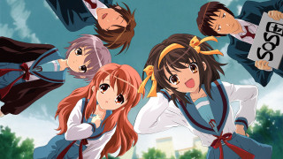 Anime girls sky trees buildings - aimitsu free wallpaper