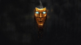 Steampunk mask glowing eyes dark - the dark background free wallpaper